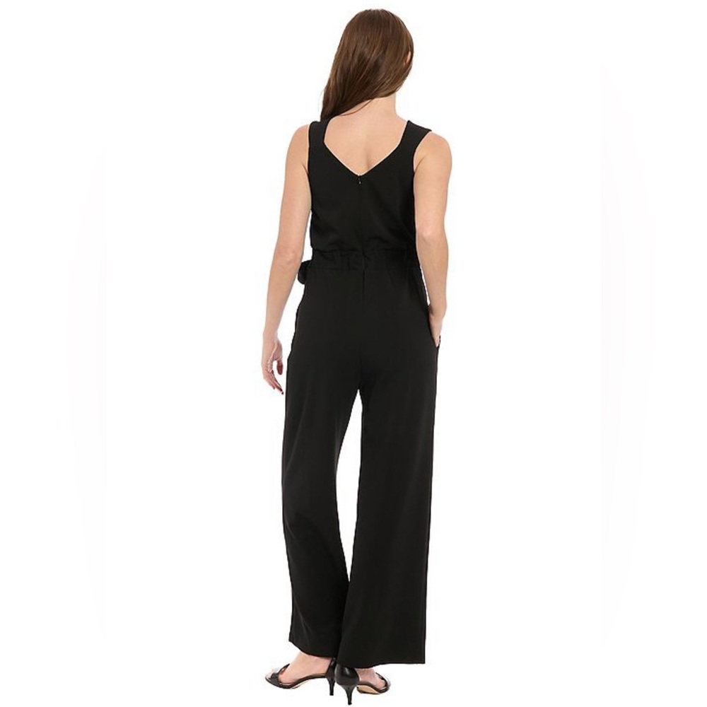 🖤NWT London Times Black Belted Jumpsuit | Women’s Size 6 | Sleeveless | Wide-Leg - Picture 3 of 11